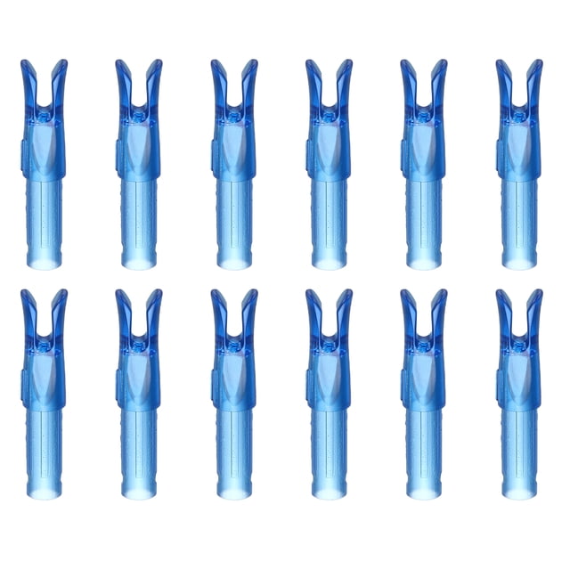 Uxcell Archery Arrow Nocks, Plastic Nocks Replacement Arrows Tail Accessory-Fitting For (DIY Hunting Shooting/Compound/Recurve Bow) 6.2MM/0.24" ID & 12 Pcs & Plastic & Transparent Blue