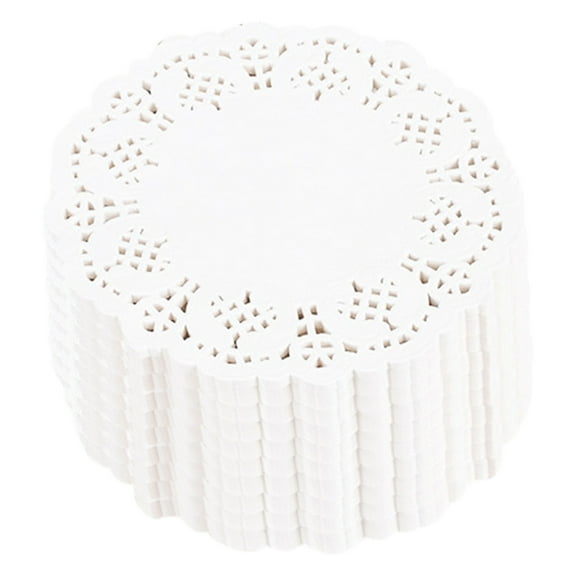 Miommo 150pcs Disposable Lace Paper Doilies for Tables - Round Paper Placemats for Cakes, Desserts, Crafts (7.5 Inch, White)