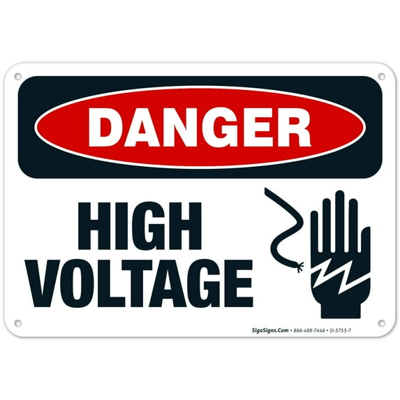 OSHA Danger Sign, High Voltage Sign, 10x7 Aluminum