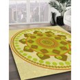 thumbnail image 3 of Ahgly Company Tapis d'Intérieur Lavable en Machine Carré Transitionnel Jaune Néon, 8 Pieds Carré, 3 of 7