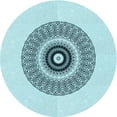 thumbnail image 1 of Ahgly Tapis Rond Lavable en Machine Intérieur Transitionnel Bleu Électrique, 5 Pieds Rond, 1 of 7