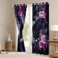 thumbnail image 3 of Homewish Mystic Black Butterfly Black Out Curtains, Romantic Purple Rose Flower Curtains Pack of 2 (42x63 Each), Valentines Day Bedroom Curtains, Blackout Curtains Room Decor, 3 of 6
