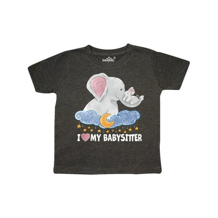 

Inktastic I Love My Babysitter Cute Elephants with Moon and Stars Gift Toddler Boy or Toddler Girl T-Shirt