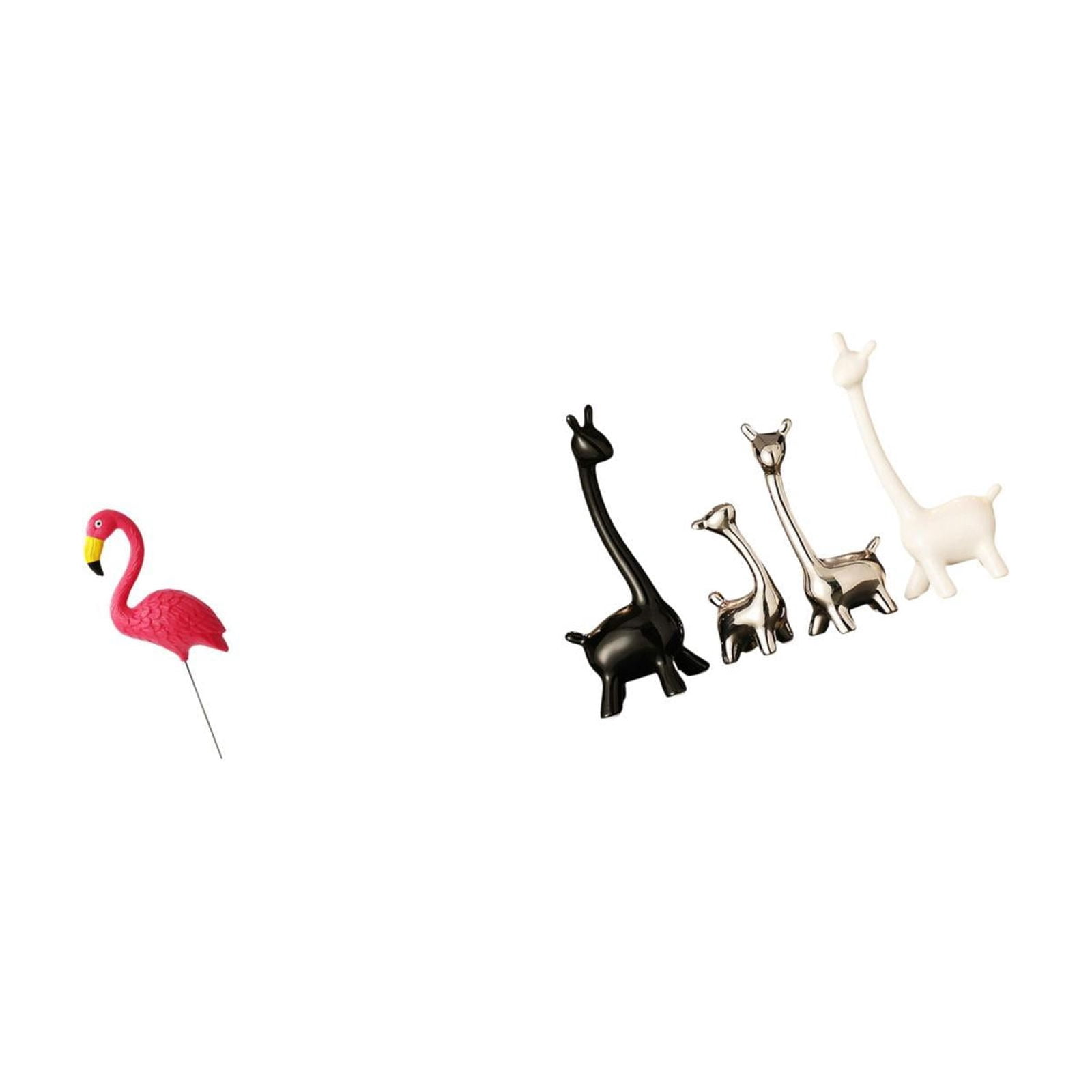Miulika Flamingo Giraffe Garden Statue Creative Figurine Ornament for Spring Holiday Yard Art Modern Table Centerpiece Desk Office Decor