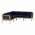 thumbnail image 2 of Modway Clearwater Outdoor Patio Teak Wood 5-Piece Sectional Sofa in Gray Navy, 2 of 5