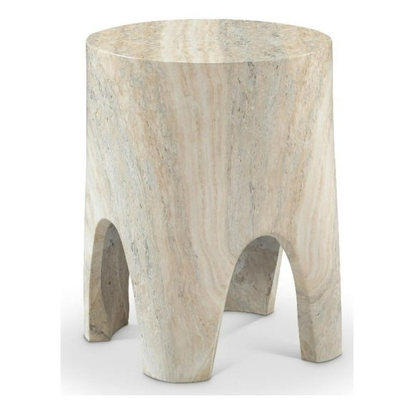 Afuera Living Contemporary Travertine Indoor/Outdoor Concrete End Table
