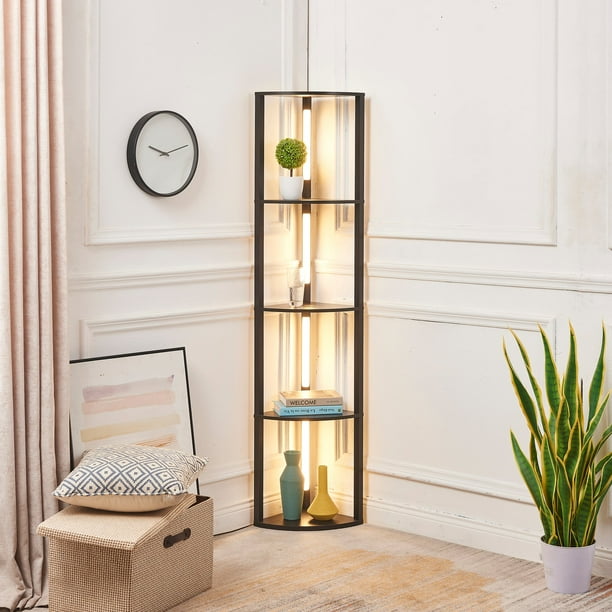 FENLO Fancy Edge Dimmable Floor Lamp with Shelves, Luxury Corner LED