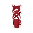 thumbnail image 3 of BLISSFUL STEP Women's Open Toe Crisscross Lace Up Block Heel Sandals Red 5.5, 3 of 8