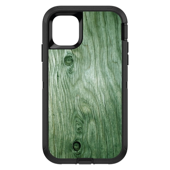 DistinctInk Custom SKIN / DECAL compatible with OtterBox Defender for iPhone 11 (6.1" Screen) - Green Weathered Wood Grain Print - Printed Wood Grain Image