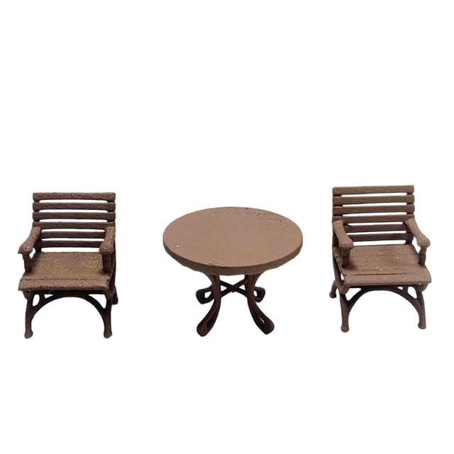 Kit de mesa y silla de resina en miniatura para muebles de miniatura a escala 1/64 Marrón