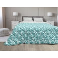 thumbnail image 1 of Turquoise Down Alternative Comforter, Blossoming Nature Theme Swirls Vortex Leaves Stalks and Dots Vintage Pattern, Microfiber Quilt for All Season, 5 Sizes, Turquoise White, by Ambesonne, 1 of 3