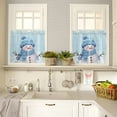 thumbnail image 4 of Light Blue Christmas Kitchen Curtains and Valances Set, Snowman with Cap Xmas Snowflake Rod Pocket Window Valance 18 Inch Window Curtain Panels for Living Room Bedroom Laundry, 27.5x36in, 3 Pieces, 4 of 7