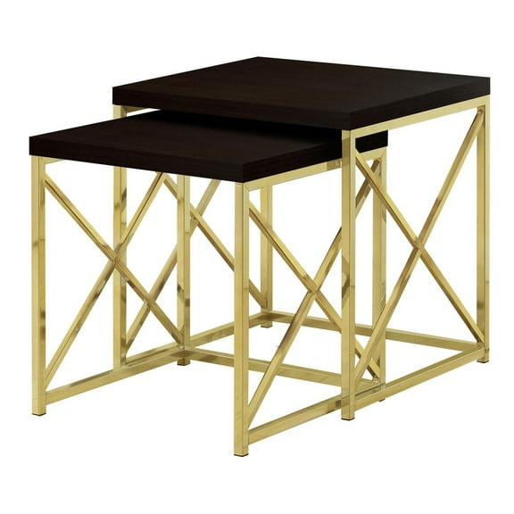 Nesting Table Set Of 2 Side End Metal Accent Bedroom Metal Brown