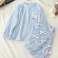 thumbnail image 2 of Sanrio Anime Cinnamoroll Clothes Kawaii Kuromi My Melody Flannel Pullover Coral Velvet Winter Thick Casual Loose Girl Gifts, 2 of 4