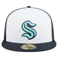 thumbnail image 2 of Men's New Era White/Deep Sea Blue Seattle Kraken Repeat Two-Tone 59FIFTY Fitted Hat, 2 of 5