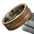 thumbnail image 2 of Tungsten Rings for Men Wedding Bands for Him Womens Wedding Bands for Her 8mm With Whiskey Barrel Wood Brushed Stripe, 2 of 5
