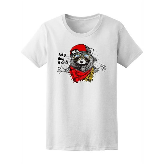 Raccoon With Red Cap T-Shirt Women -Image by Shutterstock, Female Small