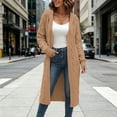 thumbnail image 4 of cocolona Womens Cable Knit Long Sweater Cardigan Loose Casual Hooded Long Sleeve Sweater Solid Color Trendy Fall Tunic Cardigan, 4 of 5