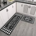 thumbnail image 4 of Black and White Buffalo Plaid Kitchen Mat Set of 2, Non Slip Washable Home Decor Kitchen Rugs and Mats for Floor Comfort Standing Mats for Kitchen, Sink, Office, Laundry 17"x47"+17"x30", 4 of 6