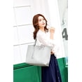 thumbnail image 2 of Bolso de hombro tipo tote de piel sintética suave para mujer, bolso de mano con borlas de gran capacidad, 2 of 7