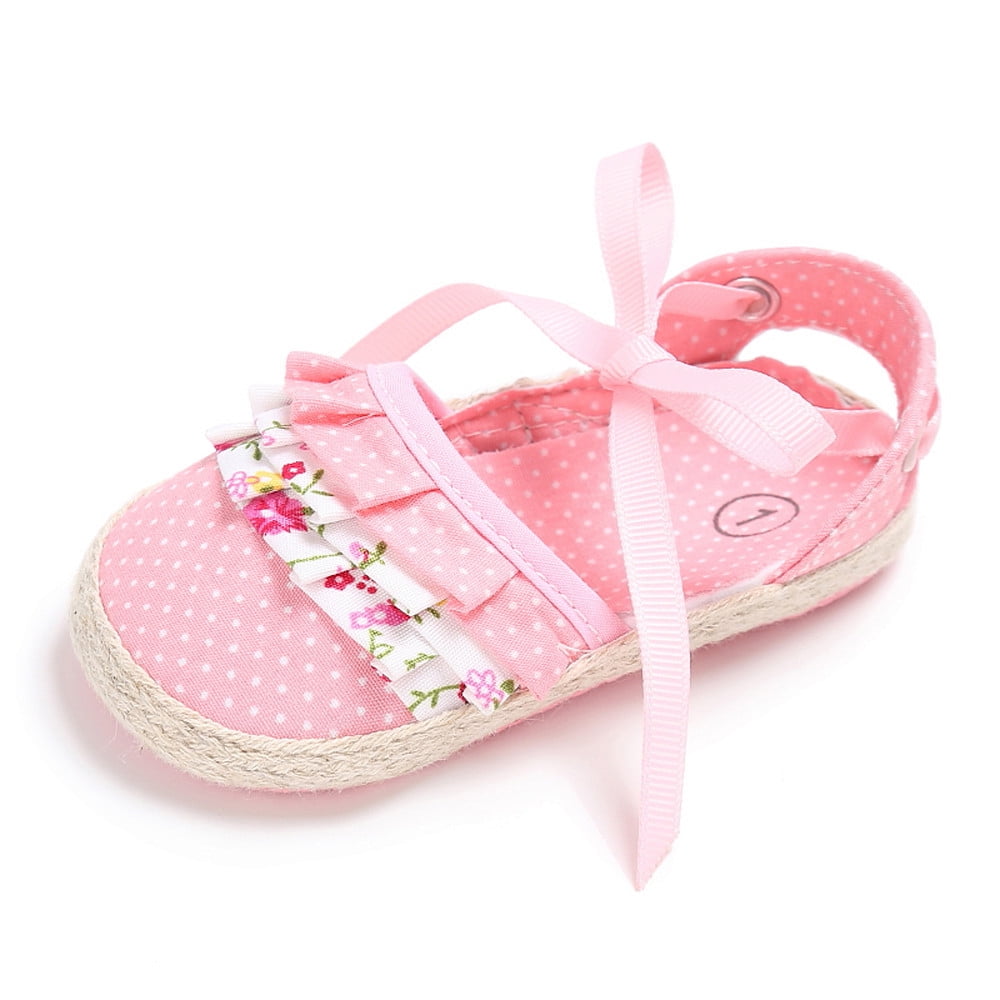 Baby Girls Crib Shoes Princess Flower Soft Prewalker Soft Sole Shoes