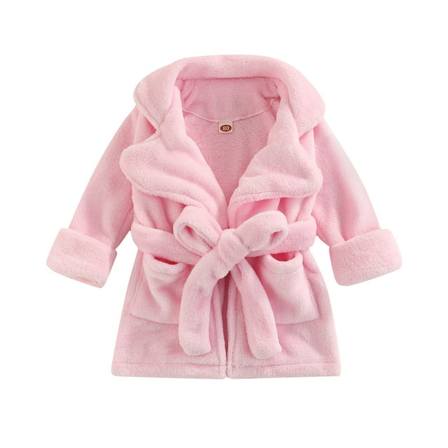 Infant Toddler Baby Girl Flannel Soft Bathrobes Plush Kimono Robe Pjs
