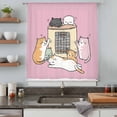 thumbnail image 4 of Pink Cute Cat Sheer Curtains 108 Inches Extra Long, Cartoon Funny Heater Cats Light Filering Curtains, Privacy Drapes Simi Floor to Veiling Curtain for Living Room Bedroom Large Window Treatment, 4 of 9