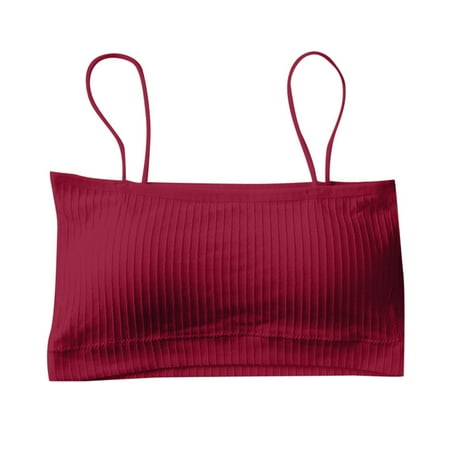 

BIZIZA Women Seamless Bra Everyday Padded Bralette Strappy Comfort Full Coverage Red One Size