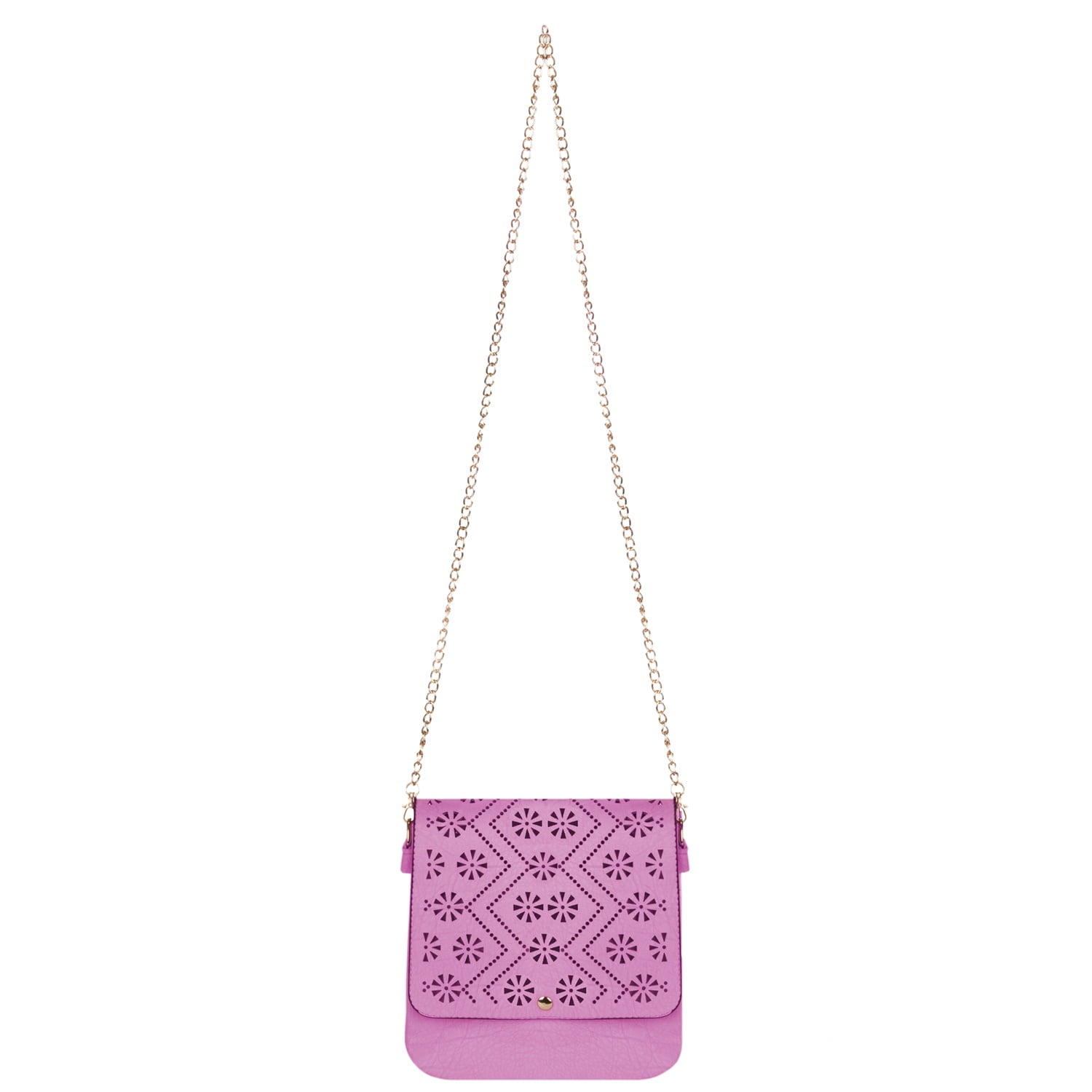 Vangoddy Women's Gran Sta Floral Punch Pattern Purse with Removable Chain Cross-Body Strap Purple
