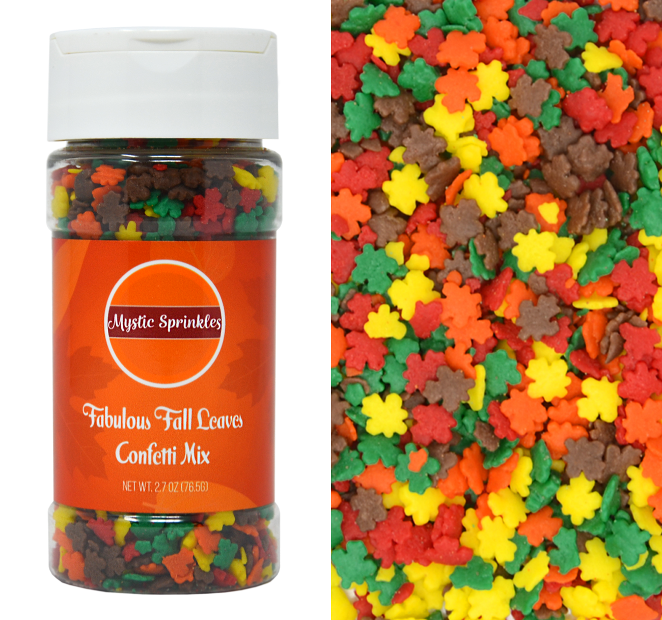 Mystic Sprinkles Fabulous Fall Leaves Confetti Mix 2.7 Ounce Bottle