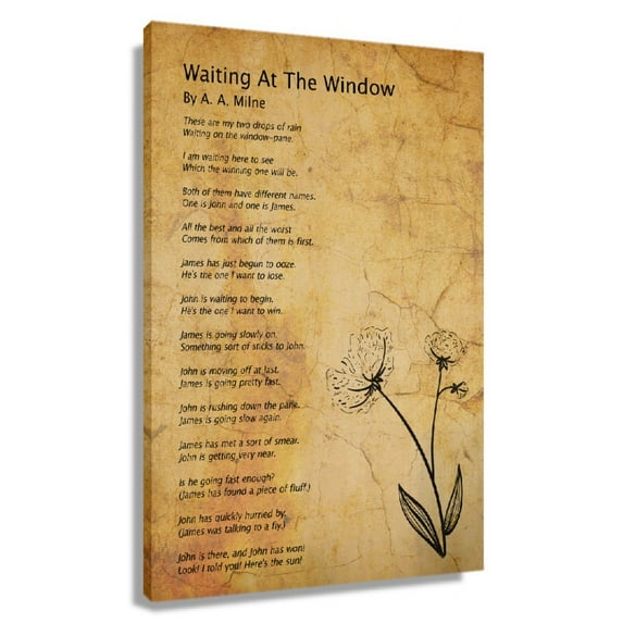 Waiting At The Window Poem Wall Art Aa Milne Quotes Wall Art Poetry Posters And Prints Rectangle Decorative Pictures for Kitchen Wall Artwork Unframed 24×36 in