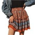 thumbnail image 1 of Falda corta con volantes de playa con estampado floral de cintura alta vintage informal de verano para mujer Wmkox8yi  FGJ1442, 1 of 7