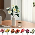 thumbnail image 1 of Ramo de flores de peonía artificiales 7 cabezas de purpurina | Decoración plástica realista | Rosa intenso, rojo, amarillo, naranja, morado, blanco | Tallos flexibles de 50 cm | Arreglo floral, 1 of 6