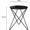 thumbnail image 2 of HLR Black Side Table for Living Room, Round Side Table with Black Metal Base, Small Round Table with Gold Frame for Livingroom, Bedroom, 2 of 7