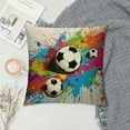 thumbnail image 2 of COMIO  Football Pillows Decorative Throw Pillow Cover Sports Passion Rainbow Color Soccer Balls Doodle Polka Dot Pillow Case Square Cushion Cover Christmas Sofa Bed, 2 of 5