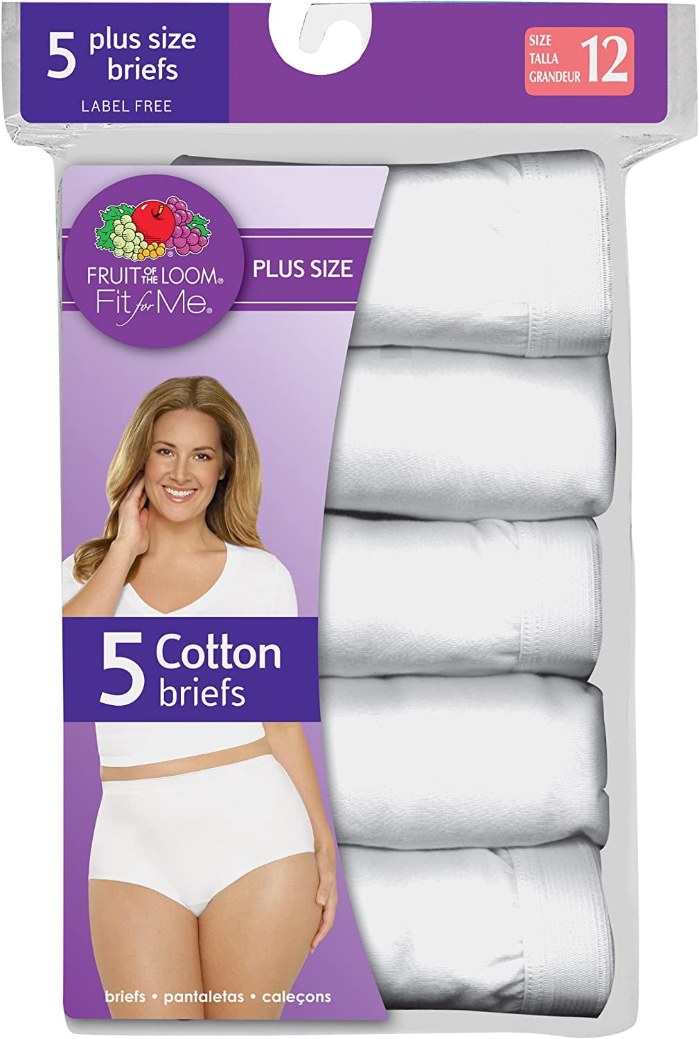 Fruit of the Loom Slip traspiranti da donna, taglie forti, confezione da 5, Assortiti, 10