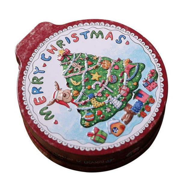 Christmas Embossing Tinplate Empty Tins With Hanging Rope