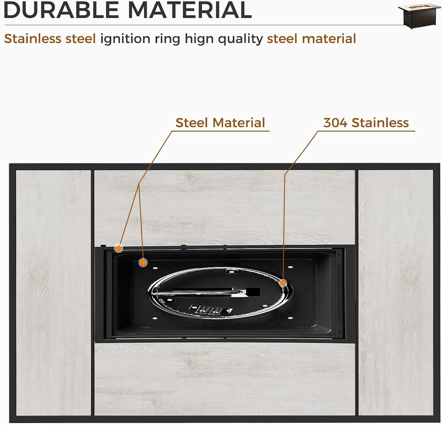 Propane Fire Pit Table with Cover/Lid for Patio, 43 inch 50,000 BTU, All-weather Resin Wicker/Rectangle