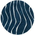 thumbnail image 4 of SAFAVIEH Florida Tabitha Geometric Waves Shag Area Rug, Dark Blue/Cream, 4' x 4' Round, 4 of 8