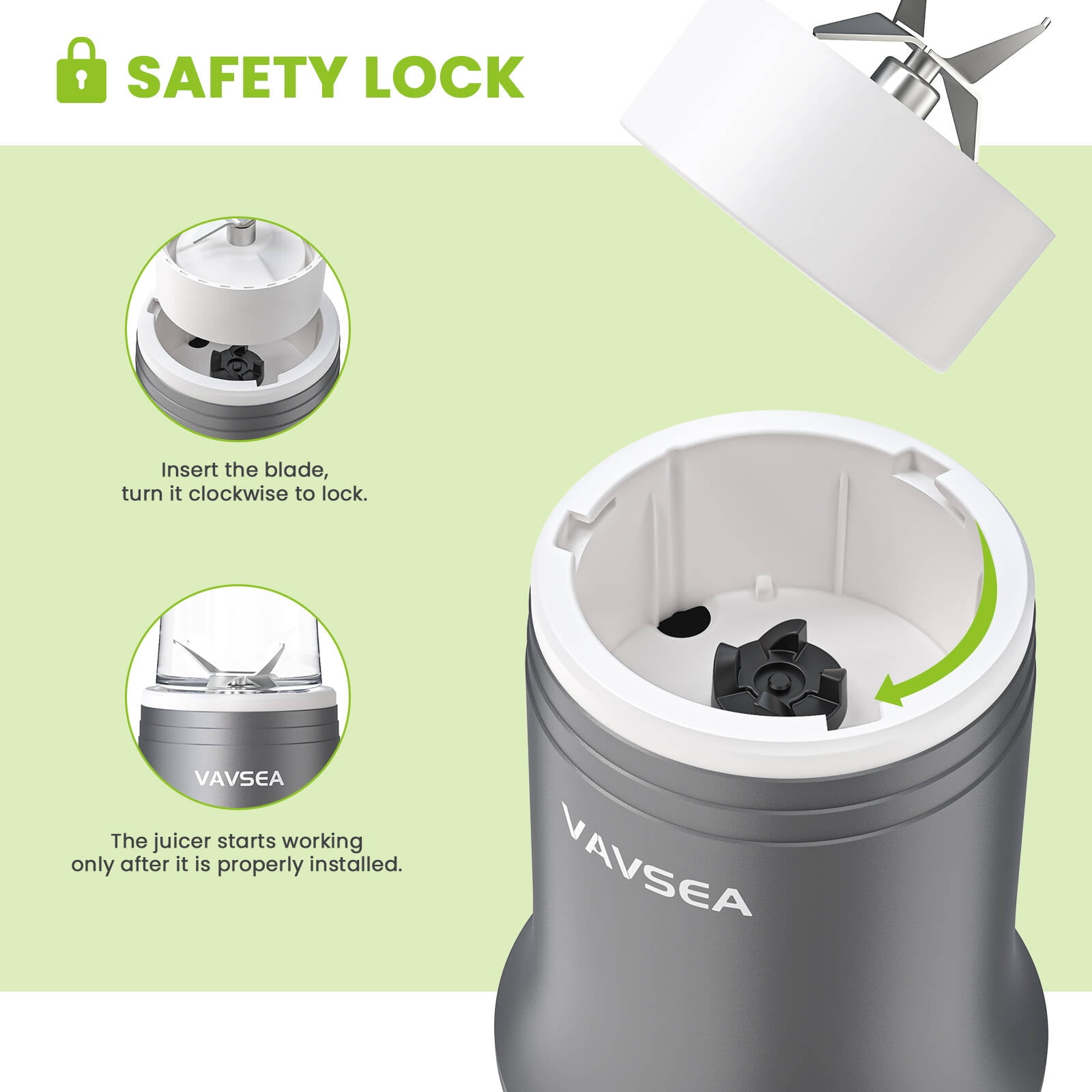VAVSEA Personal Blender, Blender for Smoothie with BPA Free Travel Cup and Lid, Smoothie Blender for Kitchen, Office and Sports