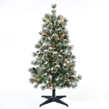 Holiday Time 4-Foot Pre-Lit Redland Spruce Artificial Christmas Tree, with 50 Clear Incandescent Lights