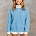 thumbnail image 2 of SGMVNU Girls' Zip Neck Hoodie for Little Girls – Cozy Kids' Casual Sweatshirt with Stand Up Collar Lightweight Winter Layer Sky Blue 7-8 Years, 2 of 7