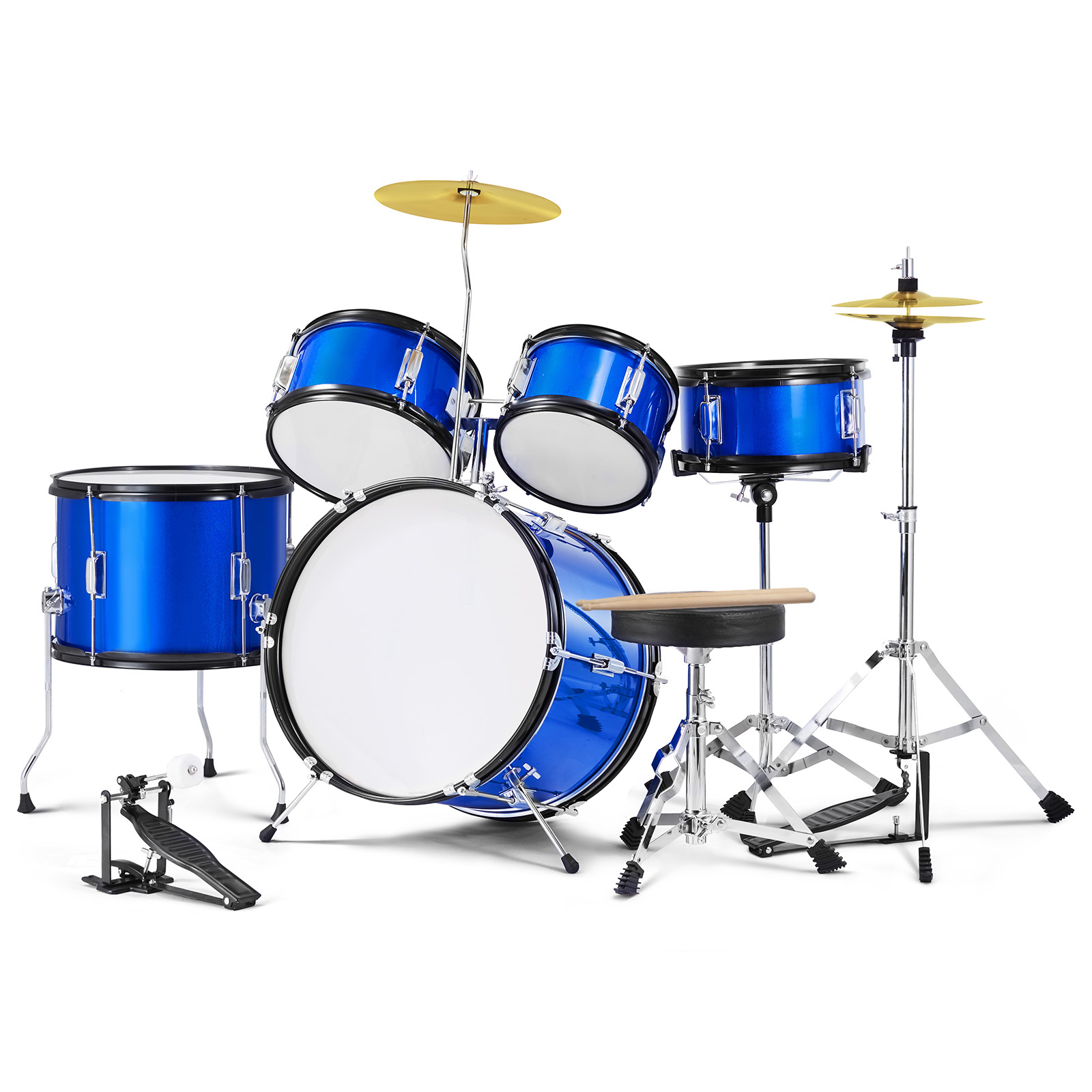 KFFKFF 5-Piece Kids Drum Set - 16 Inch Bass