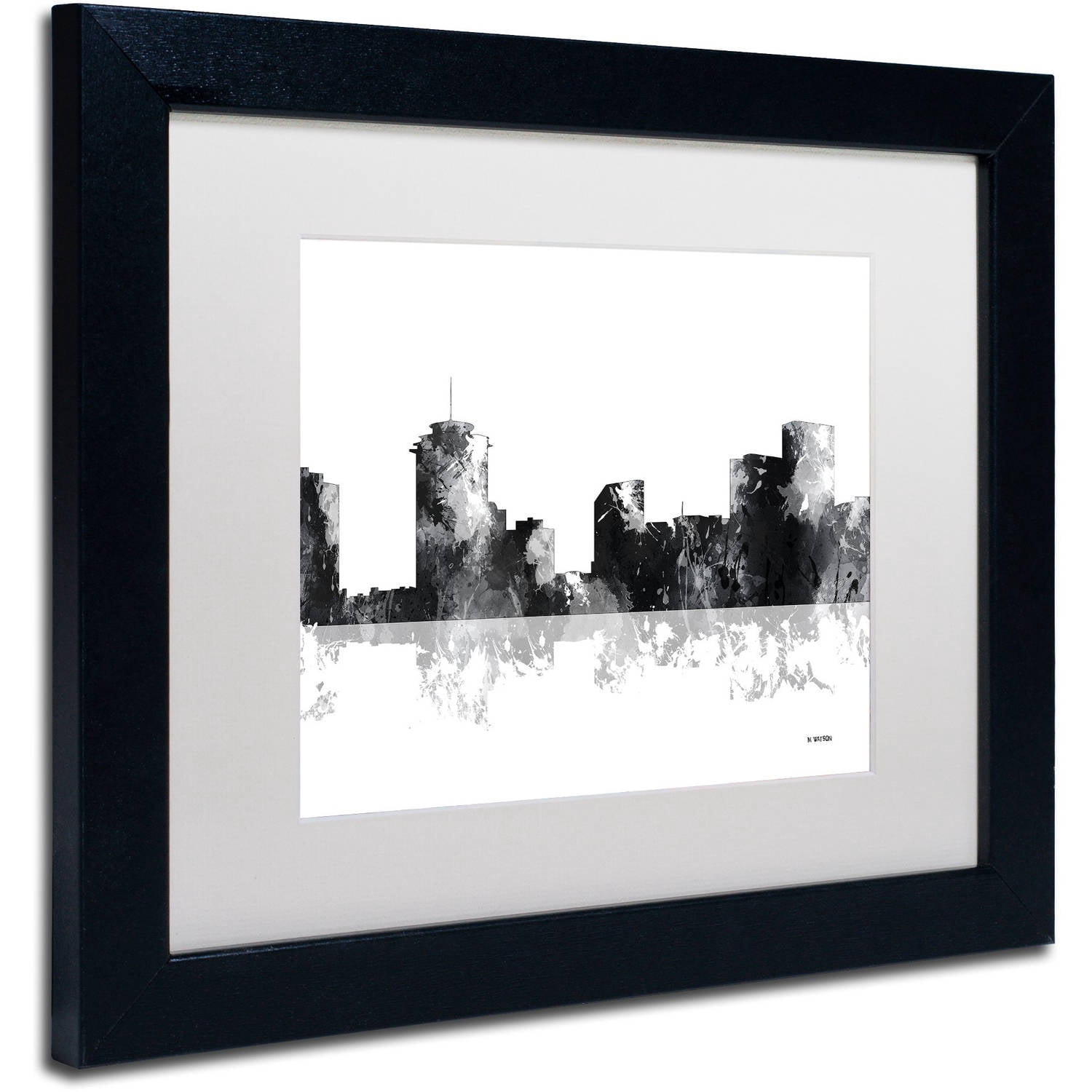 Trademark Fine Art "New Orleans Louisiana Skyline BG-1" Canvas Art by Marlene Watson, White Matte, Black Frame