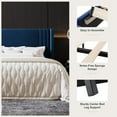 thumbnail image 3 of Amolife Queen Size Bed Frame, Velvet Platform Bed with Upholstered Wingback Headboard, No Box Spring Needed, Blue, 3 of 10