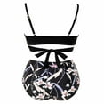 thumbnail image 3 of Women's Sexy Bikini Swimsuits, Women's High Waisted Bandage Bikini Set Wrap 2 Piece Push Up Swimsuits, Front Corss and Back Tie Knot (Black Flower,Medium), 3 of 7