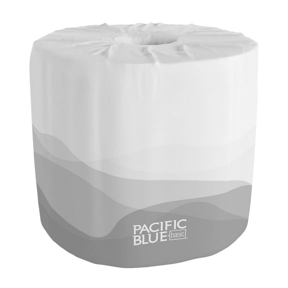 Pacific Blue Basic 1-Ply Quick Dissolve Toilet Paper, 80 Rolls Pack, Embossed Texture for Softness, Sewer and Septic Friendly, White