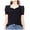 Black, variant on T Shirts for Women French V Neck Tops Puff Sleeve Ribbed Tees Casual Summer Blouse