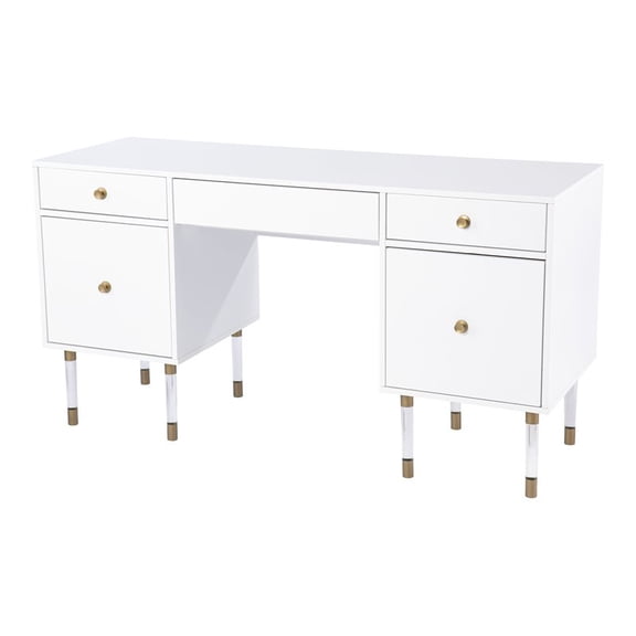 SEI Furniture Helston Modern Engineered Wood Writing Desk in White