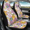 thumbnail image 3 of ZIATUBLE Hippie Daisy Car Seat Dust Cover Polyester Bucket Front Seats Cover for Cars Auto Interior Accessories 2 Pcs Easy to Install Stretch Vehicle Bucket Seat Cover for Trucks Van SUV, 3 of 7